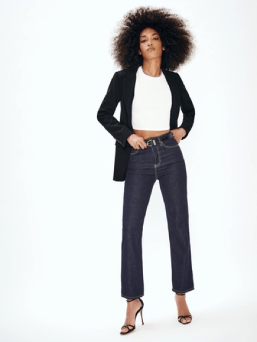 Reformation Cynthia High Rise Straight Jeans in Dark Wash
